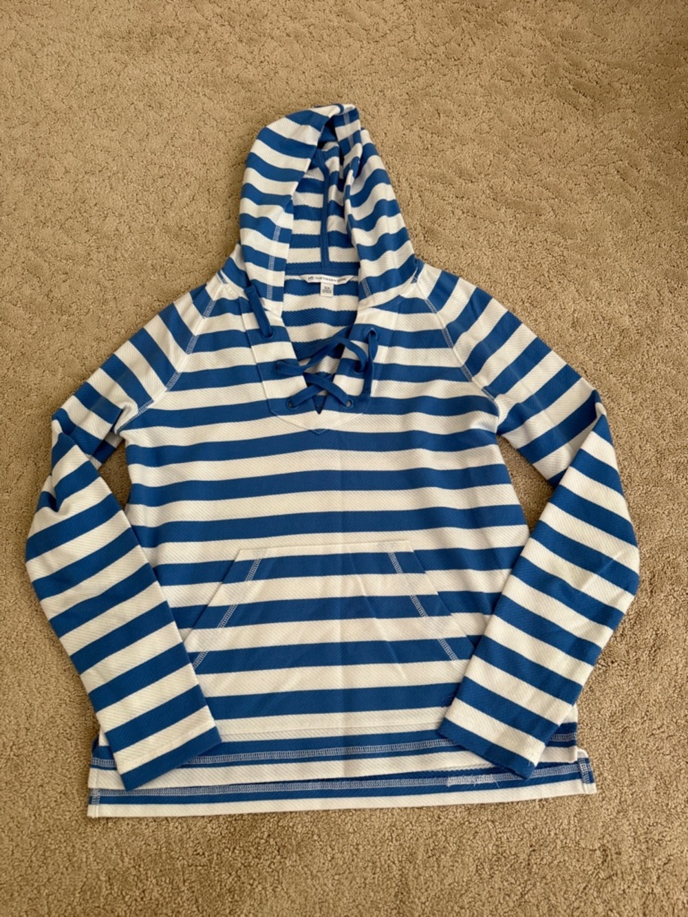 Southern Tide Women’s Stripes Blue and White Hooded Pullover